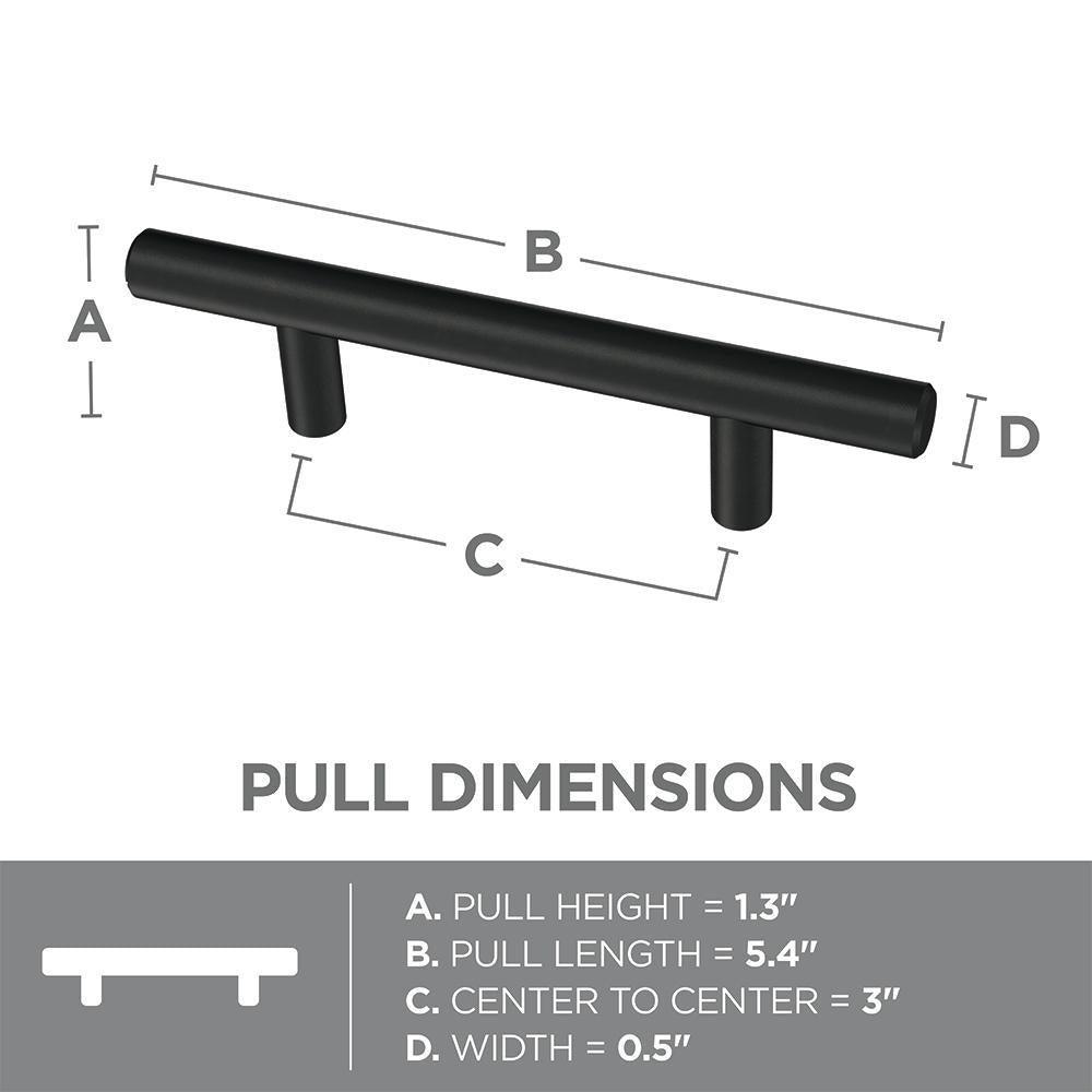 3 in. (76mm) Center-to-Center Matte Black Bar Pull (10-Pack) - Super Arbor