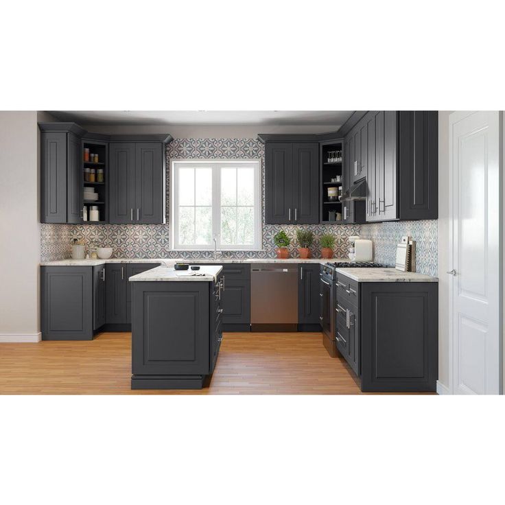 Home Decorators Collection Grayson 24 in. W x 24 in. D x 15 in. H Assembled Plywood Wall Bridge Kitchen Cabinet in Deep Onyx with Soft Close