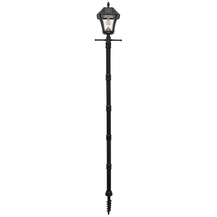 Baytown II Bulb Black Resin Solar Warm-White Outdoor Integrated LED Post Light and Lamp Post with EZ-Anchor Base