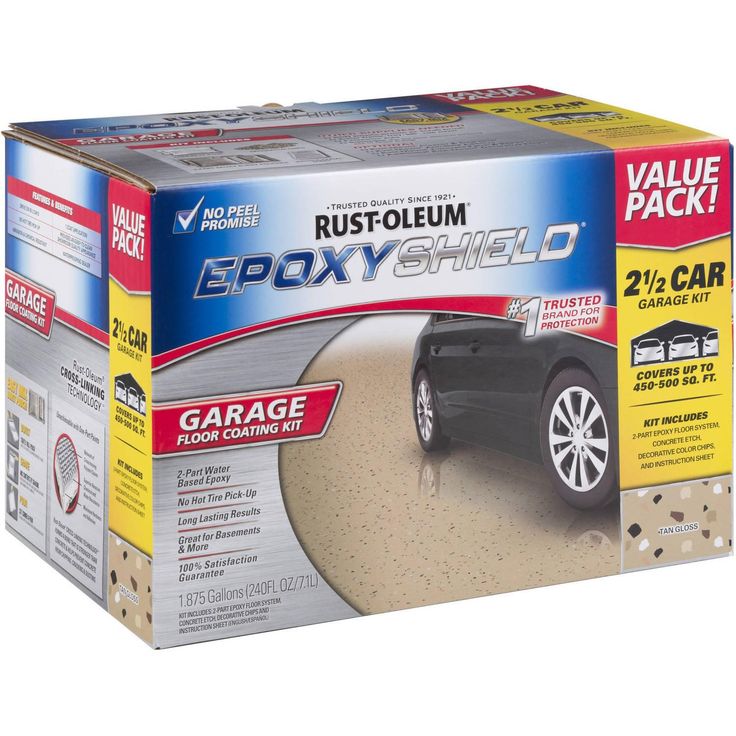 Rust-Oleum EPOXYSHIELD 2.5 Car Garage Floor Coating Kit, Tan Gloss