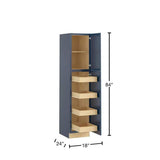 Home Decorators Collection Newport 18 in. W x 24 in. D x 84 in. H Assembled Plywood Pantry Kitchen Cabinet in Mythic Blue with 4ROT Soft Close RH
