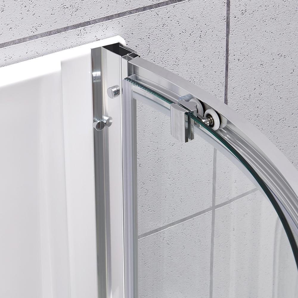 Maia 34 in. x 79.50 in. Corner Drain Corner Shower Kit in Clear and Chrome - Super Arbor