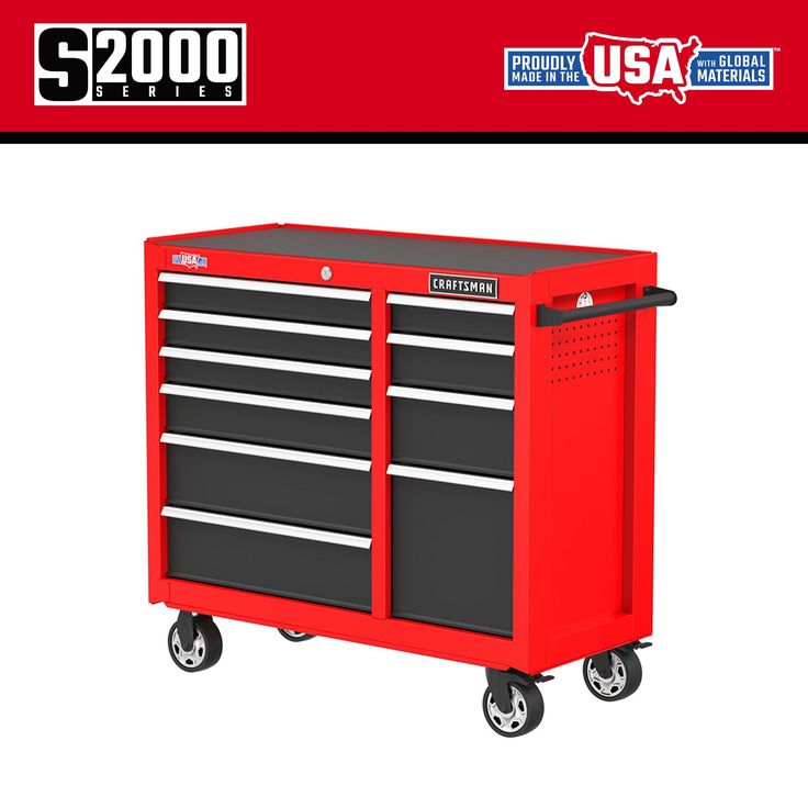 CRAFTSMAN 2000 Series 41-in W x 37.5-in H 10-Drawer Steel Rolling Tool Cabinet (Red)