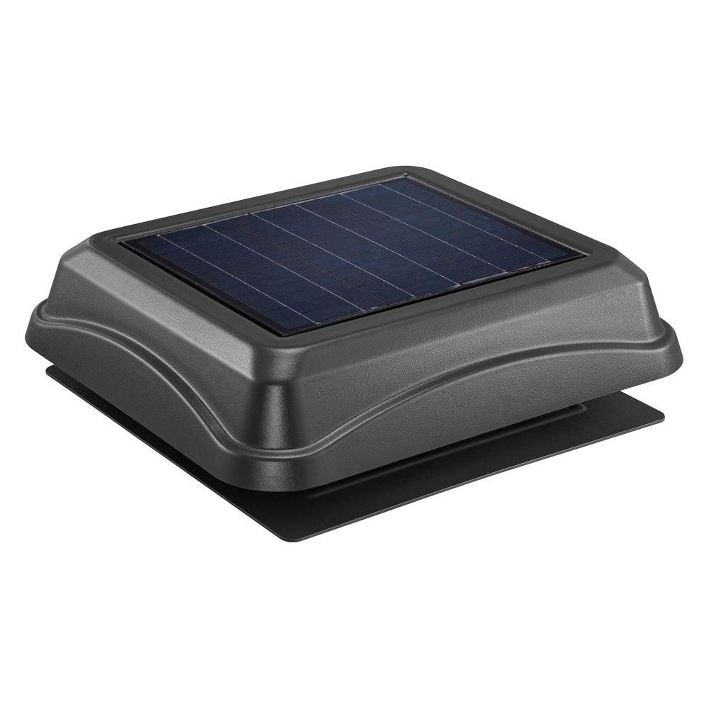 537 CFM Black Plastic Solar Powered Attic Fan with Built-in Screen - Super Arbor