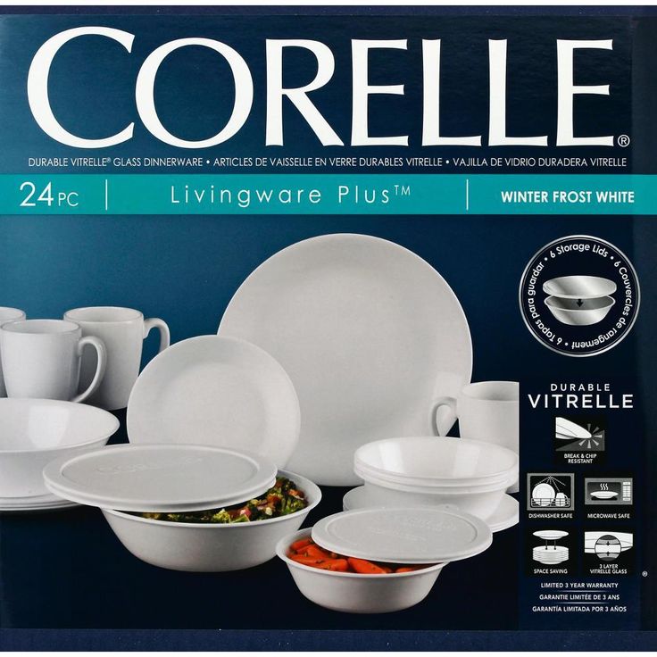 24-Piece Traditional White Glass Dinnerware Set (Service for 4)