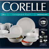 24-Piece Traditional White Glass Dinnerware Set (Service for 4)