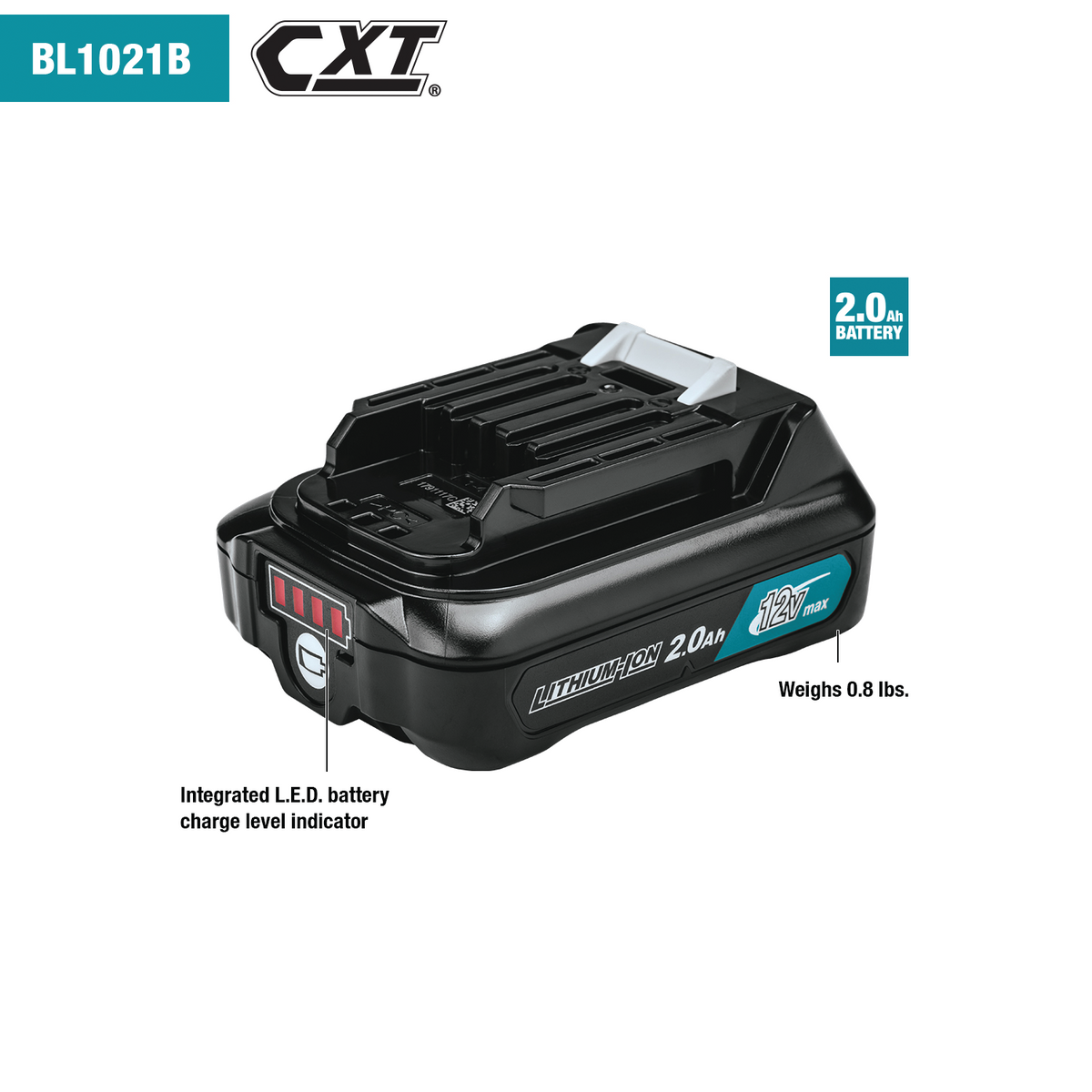 Makita 12V max CXT Lithium-Ion 2.0Ah Compact Battery Pack (BL1021B)