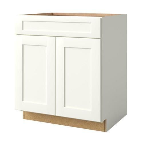 allen + roth Aveley 30-in W x 34.5-in H x 24-in D Linen Maple Door and Drawer Base Semi-Custom Cabinet