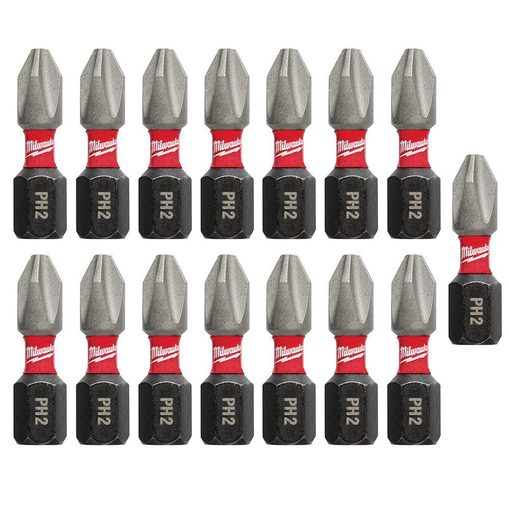 #2 Philips Shockwave 1 in. Impact Duty Steel Insert Bits (15-Pack)