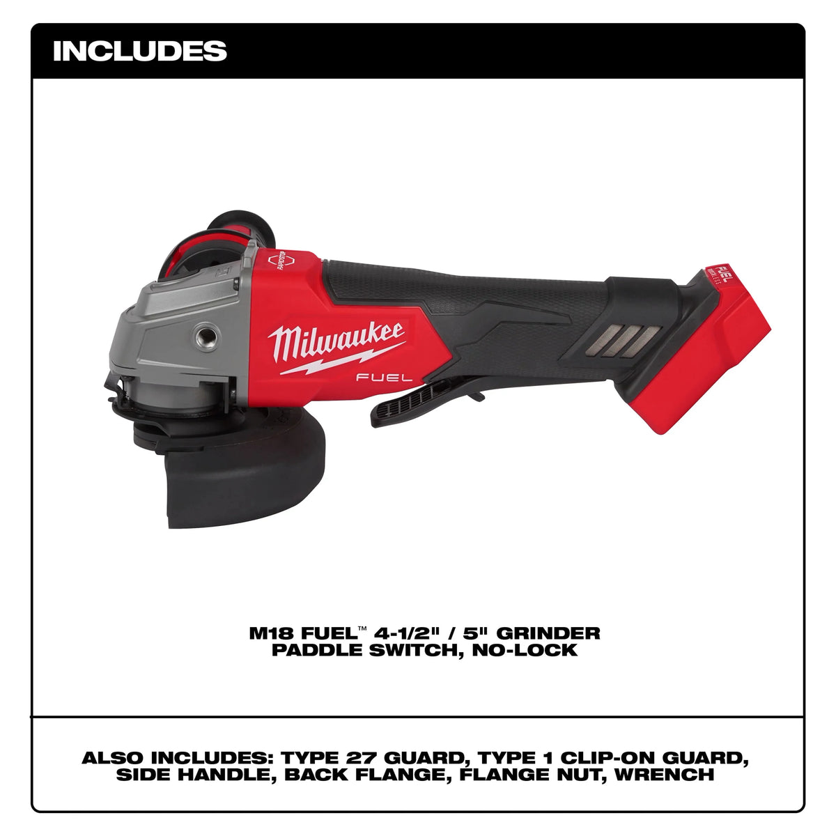 Milwaukee M18 FUEL 18V Brushless Cordless 4-1/2 in./5 in. Braking Angle Grinder, Paddle Switch (2880-20) w/ HIGH OUTPUT Batteries Bundle