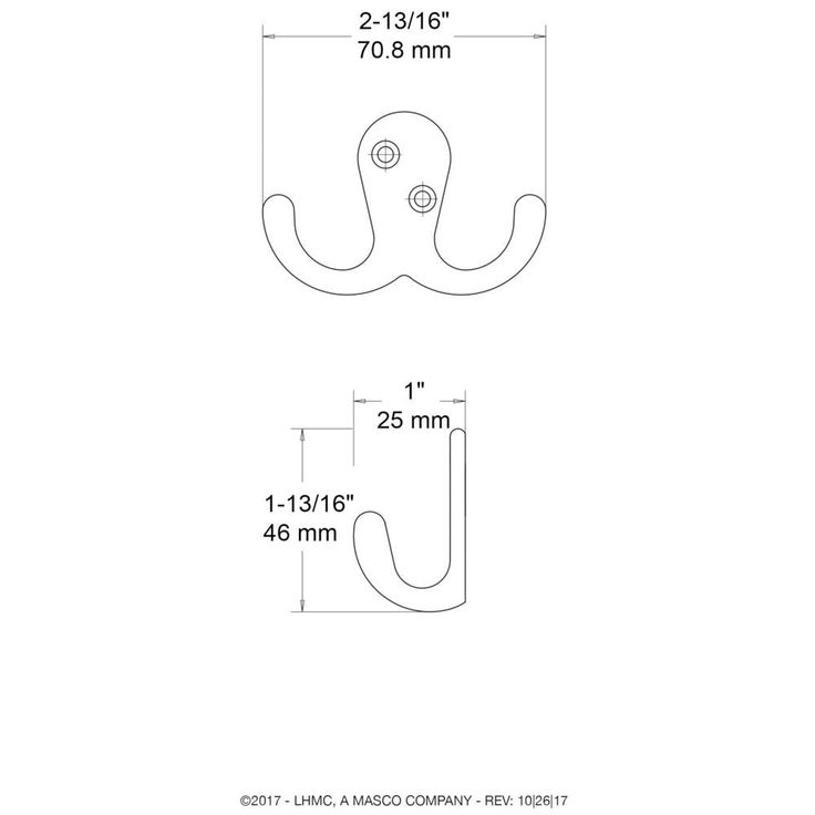 1-13/16 in. Matte Black Double Wall Hook (4-Pack)