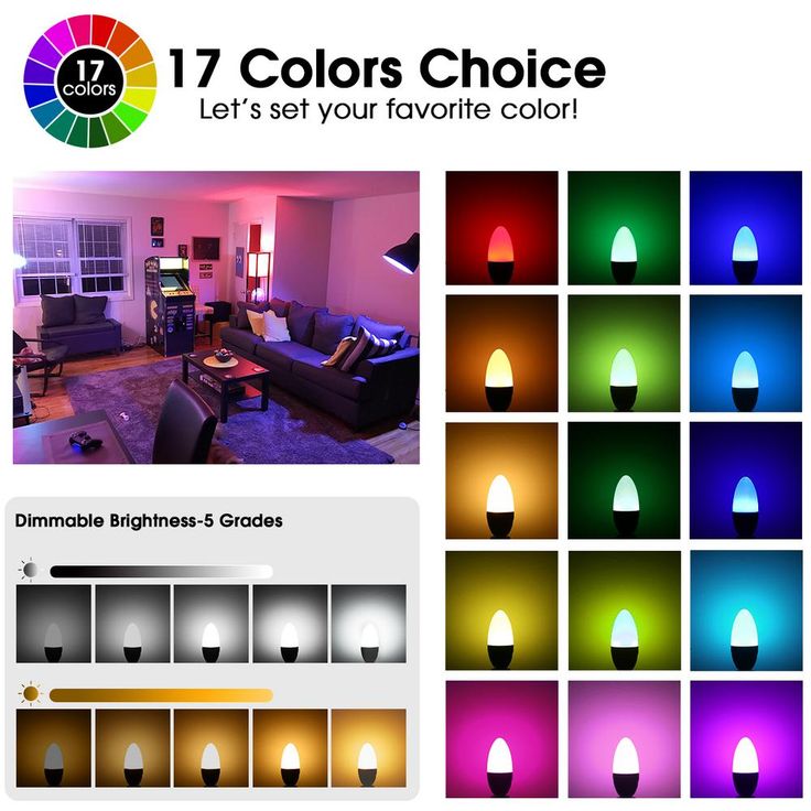 YANSUN 20-Watt Equivalent E12 B11 Dimmable Color Changing LED Light Bulb with Remote Control (2-Pack)
