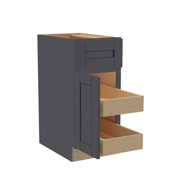 Home Decorators Collection Washington 18 in. W x 24 in. D x 34.5 in. H Assembled Plywood Base Kitchen Cabinet in Onyx with Soft Close Door LH