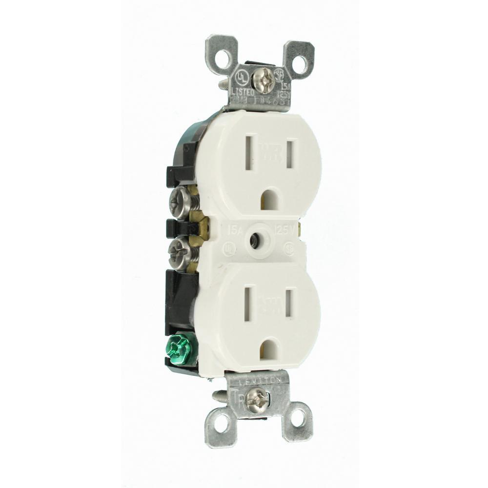 15 Amp Weather and Tamper Resistant Duplex Outlet, White - Super Arbor