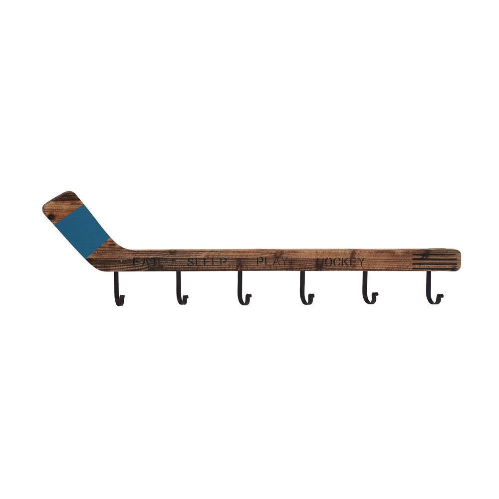 40 in. W x 11 in. H Hockey Stick Wall Hook Rack in Distressed Brown and Black - Super Arbor