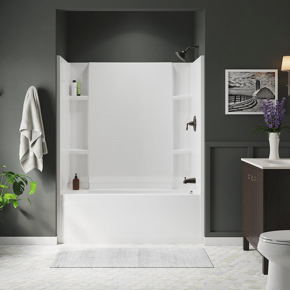 Accord 36 in. x 60 in. x 76 in. Bath and Shower Kit with Right-Hand Drain in White - Super Arbor