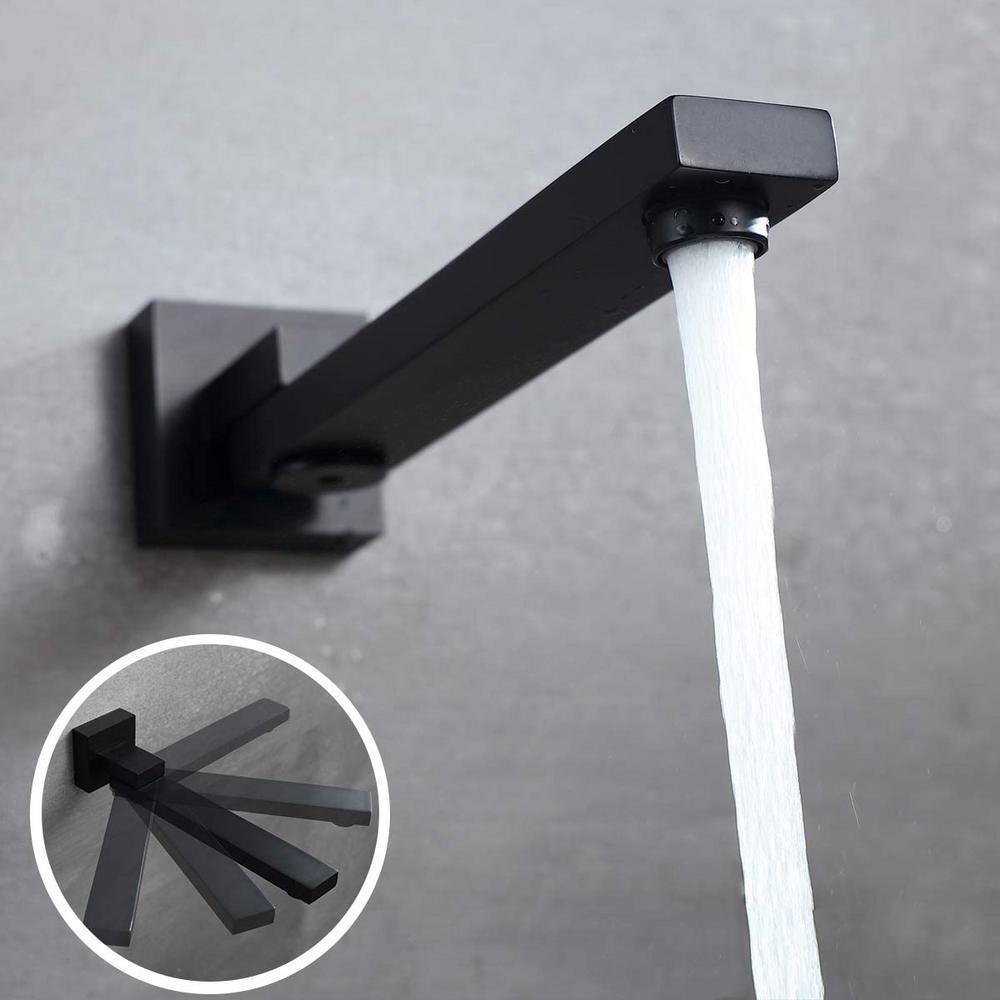 Single Handle 1-Spray High Pressure Tub and Shower Faucet with Hand Shower in Matte Black Ceramic Disc (Valve Included) - Super Arbor