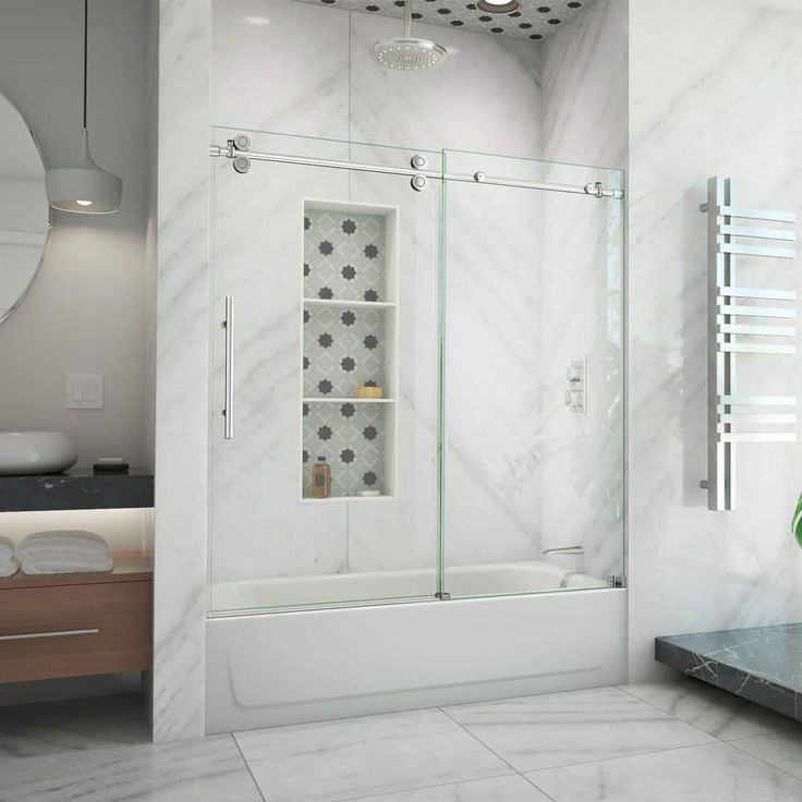 DreamLine Enigma-XO 55-59 in. W x 62 in. H Fully Frameless Sliding Tub Door, Oil Rubbed Bronze