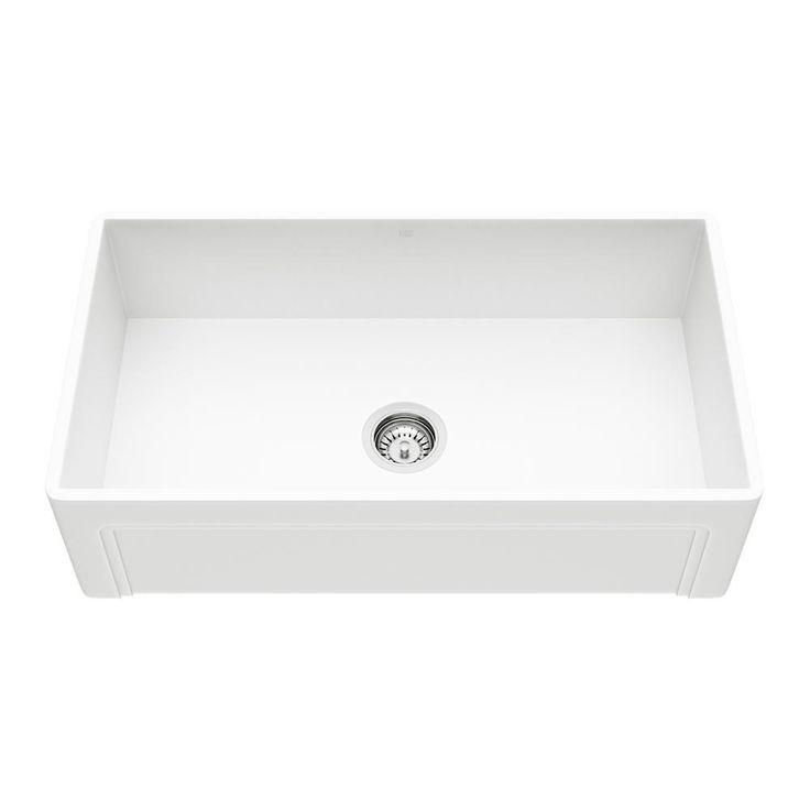 Matte Stone White Composite 33 in. Single Bowl Reversible Casement Farmhouse Apron-Front Kitchen Sink with Strainer