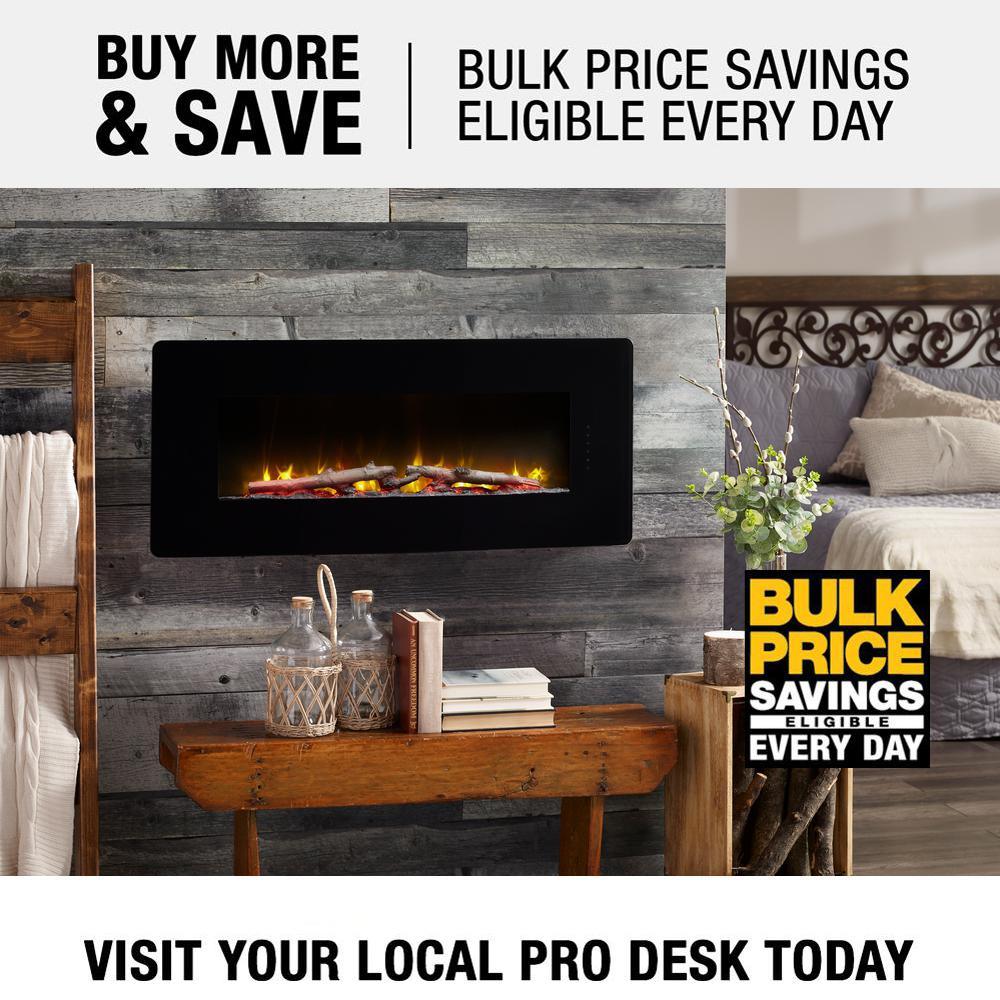 Winslow 42 in. Wall-Mount/Tabletop Linear Electric Fireplace in Black - Super Arbor