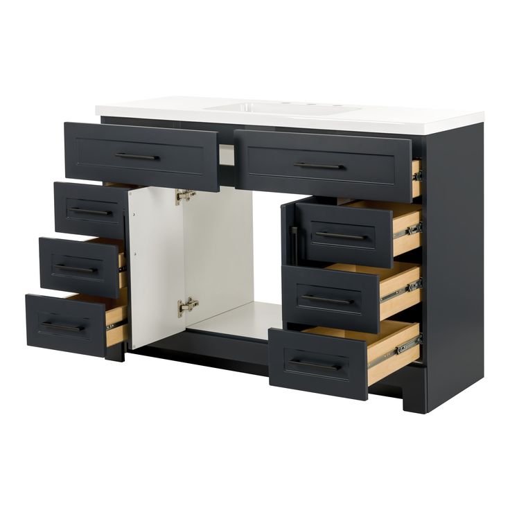 Style Selections Cauley 48-in Deep Blue Single Sink Bathroom Vanity with White Cultured Marble Top