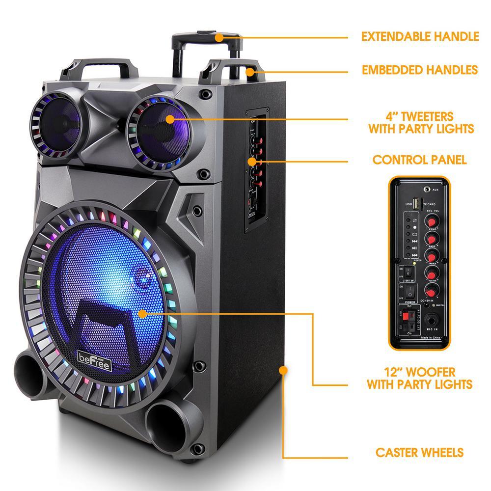 12 in. Portable Rechargeable Bluetooth Party Speaker - Super Arbor