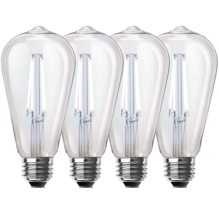 Feit Electric 60-Watt Equivalent ST19 Dimmable LED Clear Glass Vintage Edison Light Bulb With Straight Filament Daylight (4-Pack)