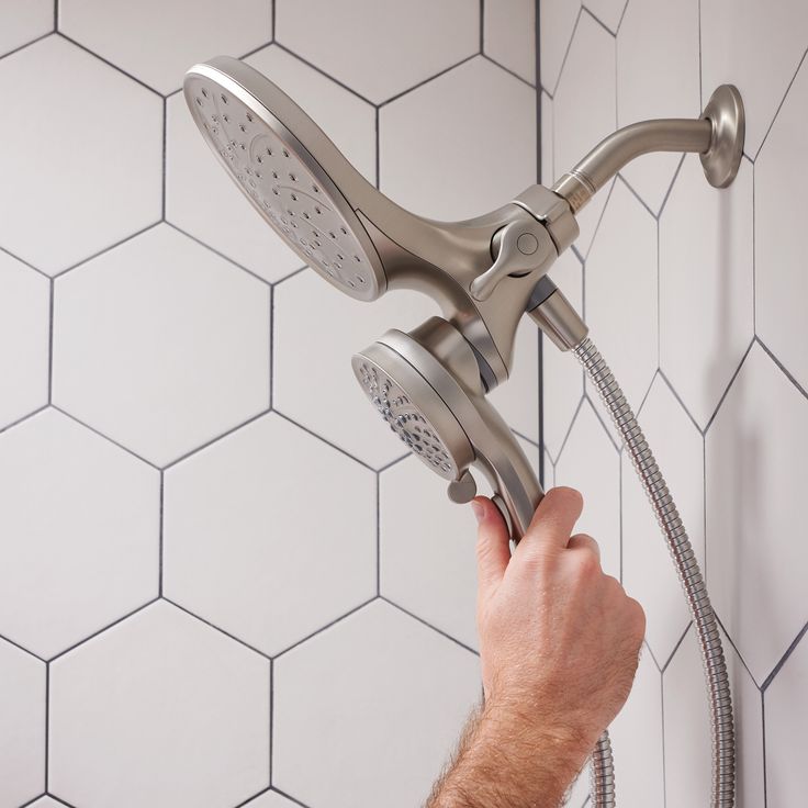Attract 6-spray 6.75 in. Dual Shower Head and Handheld Shower Head in Spot Resist Brushed Nickel Eco
