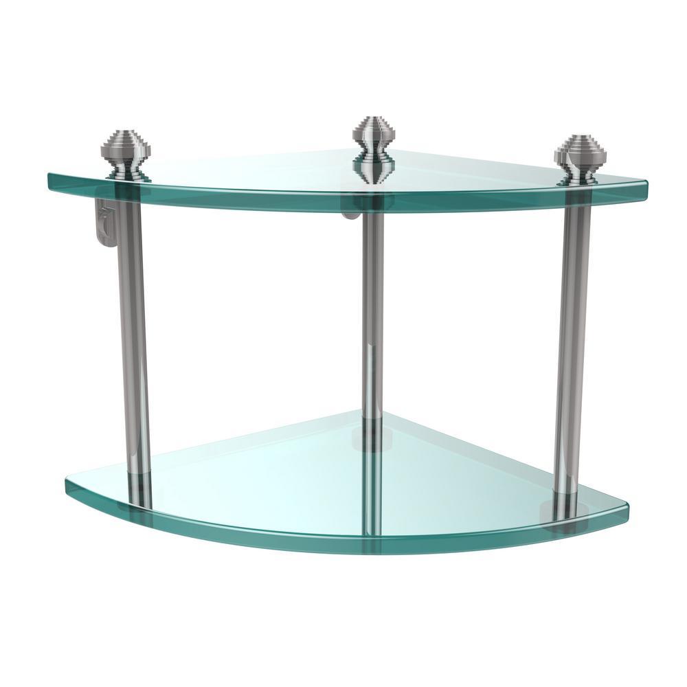 Southbeach Collection 8 in. 2-Tier Corner Glass Shelf in Oil Rubbed Bronze - Super Arbor