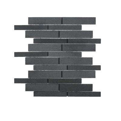 Jeffrey Court Tarmac Gray 10 in. x 11.875 in. x 8 mm Interlocking Honed Natural Stone Mosaic Tile
