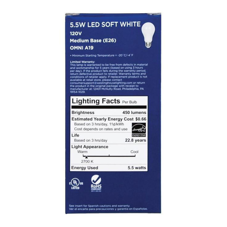 Westinghouse 40W Equivalent Soft White Omni A19 Dimmable LED Light Bulb