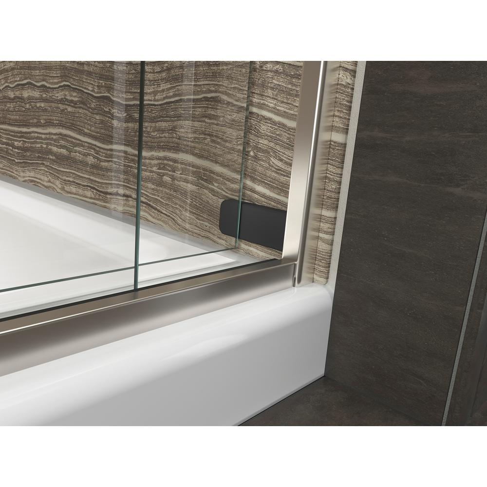Levity 59 in. x 62 in. Semi-Frameless Sliding Tub Door in Matte Nickel with Handle - Super Arbor
