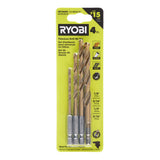 RYOBI SpeedLoad+ Titanium 4-Piece Hex Shank Drill Bit Set