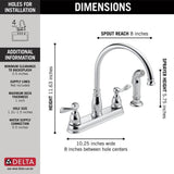 Delta Windemere Chrome 2-Handle Deck-Mount High-Arc Handle Kitchen Faucet (Deck Plate Included)