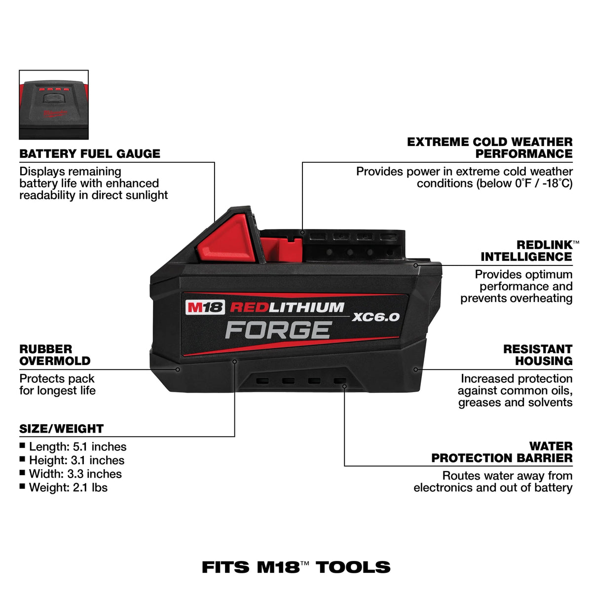 Milwaukee M18 18-Volt Lithium-Ion Battery 3-Pack: (1) High Output 6.0Ah + (2) 5.0Ah