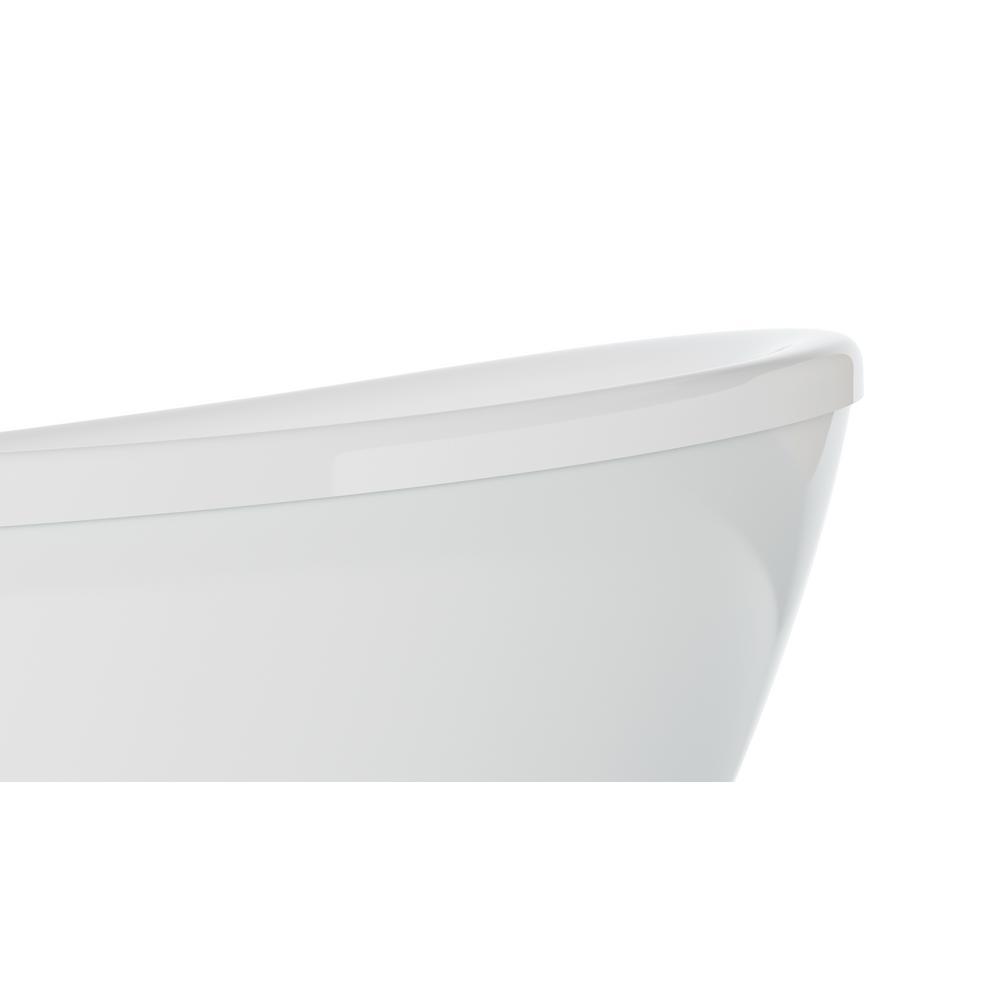 Johanna 59 in. x 30 in. Acrylic Flatbottom Freestanding Soaking Bathtub in White - Super Arbor