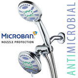 Antimicrobial 48-Spray 4.3 in. High Pressure 3-Way Dual Shower Head and Handheld Shower Head Combo in Chrome - Super Arbor