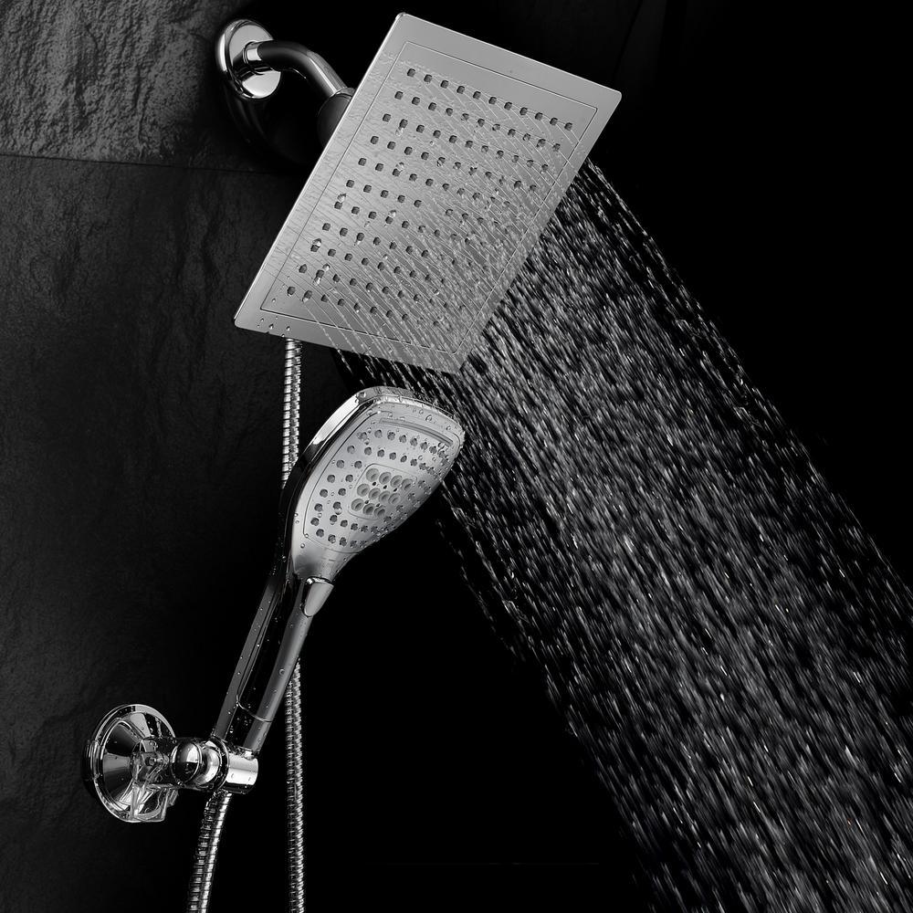 5-spray 9 in. Dual Shower Head and Handheld Shower Head with Waterfall in Chrome - Super Arbor