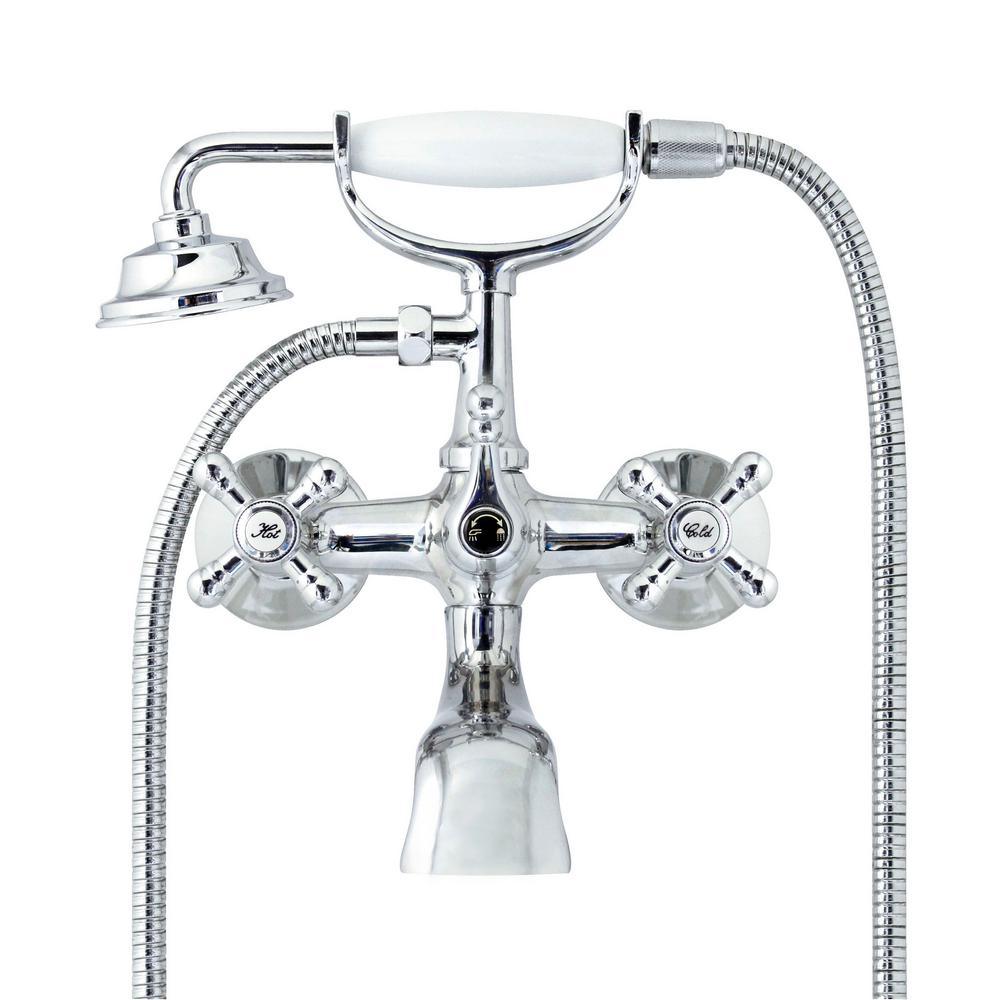 Classic 6 in. 2-Handle 1-Spray Tub and Shower Faucet with Porcelain Hand Held Shower in Polished Chrome (Valve Included) - Super Arbor