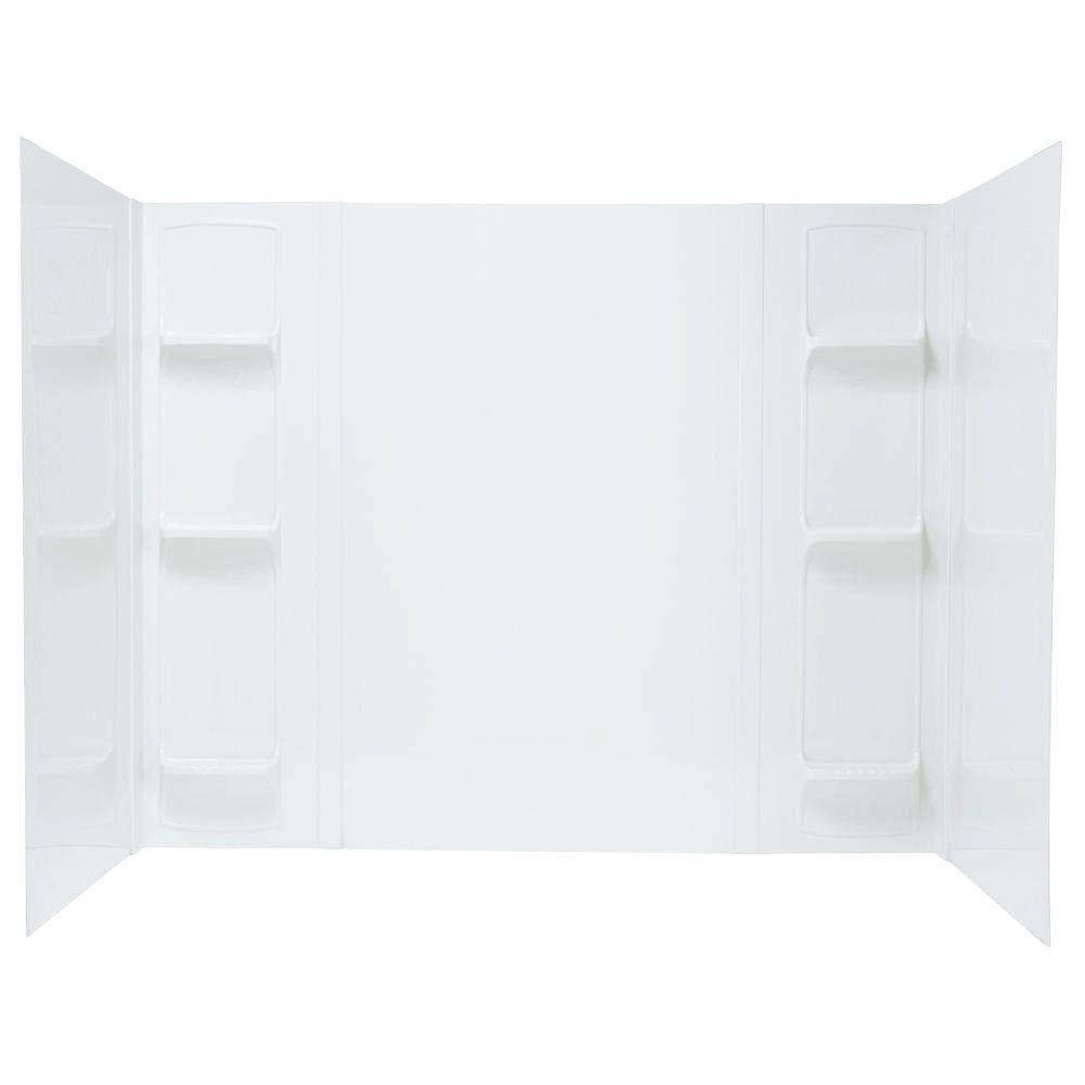 Durawall 42 in. x 72 in. x 58 in. 5-Piece Easy Up Adhesive Bath Tub Surround in White - Super Arbor