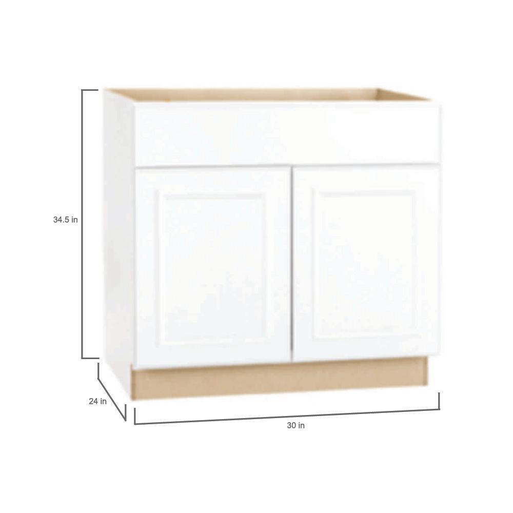 Hampton Assembled 30x34.5x24 in. Sink Base Kitchen Cabinet in Satin White