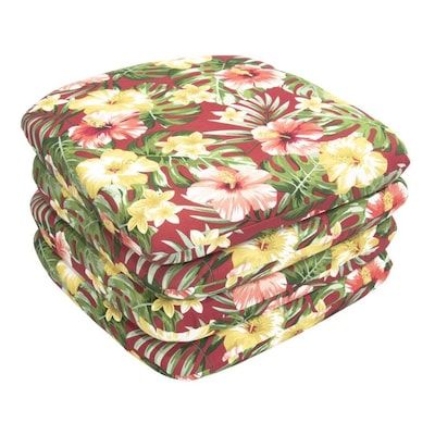 Donglin Furniture Red Tropical Seat Pad(Set of 4)