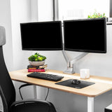 Dual Arm Monitor Mount with Full Motion Swivel Articulating Gas Springs for 13 in. - 30 in. Silver - Super Arbor