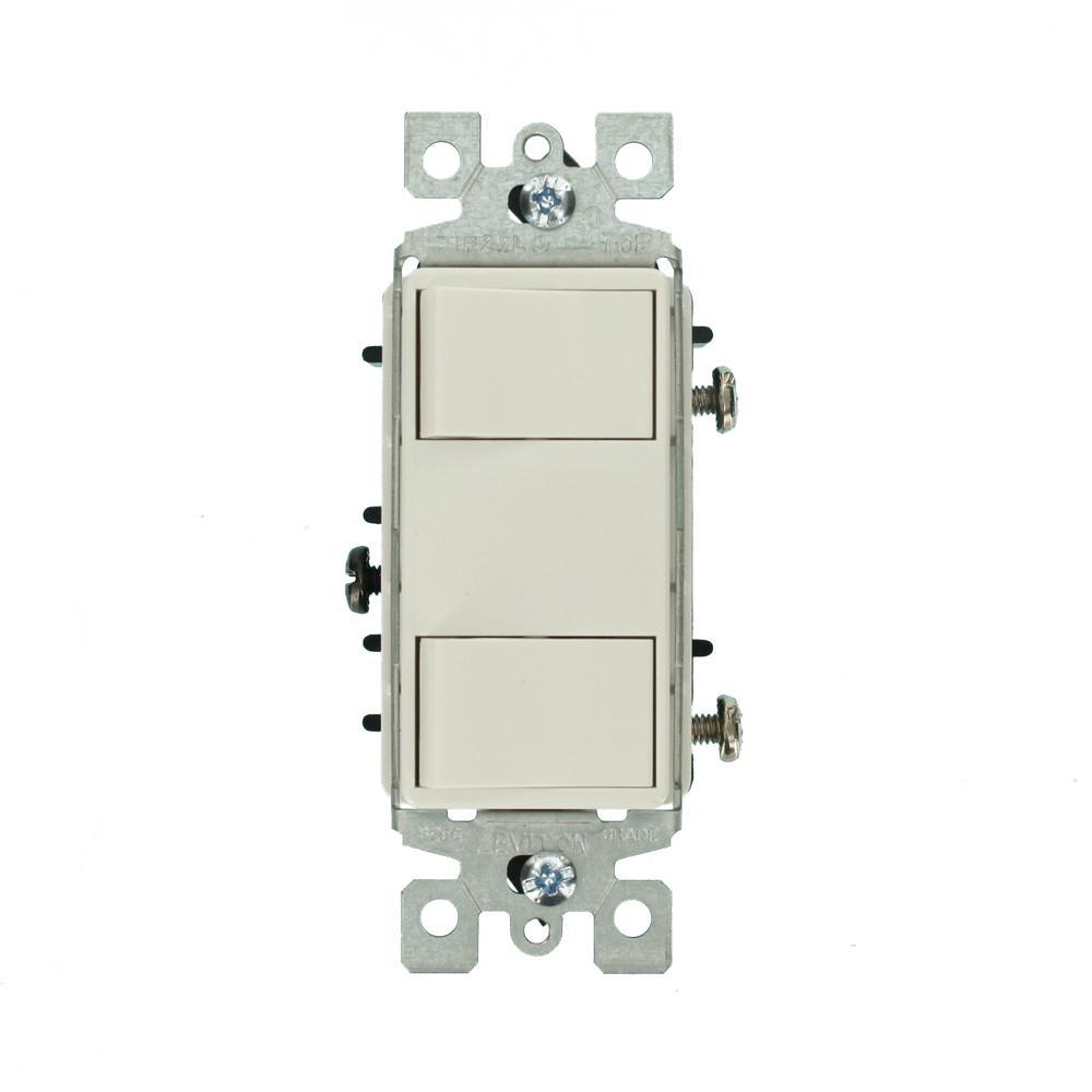 15-Amp Commercial Grade Combination Two Single Pole Rocker Switches, White - Super Arbor