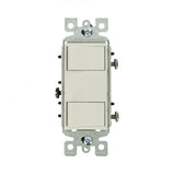 15-Amp Commercial Grade Combination Two Single Pole Rocker Switches, White - Super Arbor