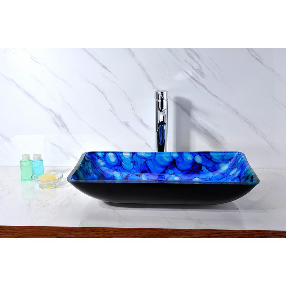 Avao Deco-Glass Vessel Sink in Lustrous Blue - Super Arbor
