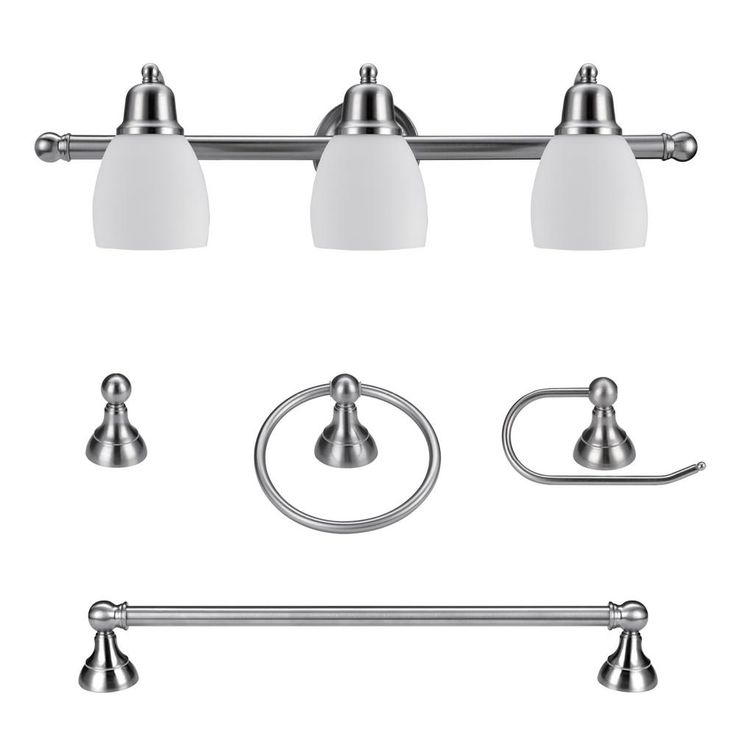 Jayden 3-Light Oil Rubbed Bronze Vanity Light with Frosted Glass Shades and 4-Piece Bath Set
