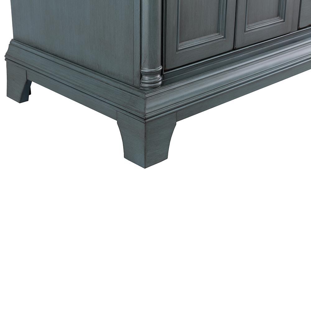 Strousse 37 in. W x 22 in. D Vanity in Distressed Blue Fog with Engineered Stone Top in Ice Diamond with White Sink - Super Arbor