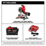 M18 FUEL 18-Volt Lithium-Ion Brushless Cordless 10 in. Dual Bevel Sliding Compound Miter Saw Kit W/(1) 9.0Ah Battery - Super Arbor