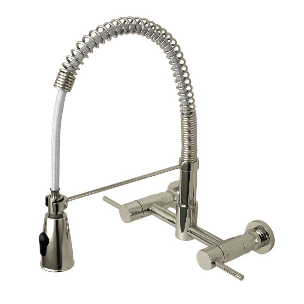 Modern 2-Handle Wall-Mount Pull-Down Sprayer Kitchen Faucet in Oil Rubbed Bronze - Super Arbor